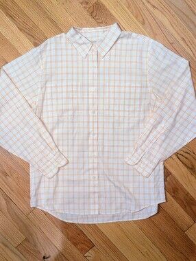 Vintage L.L.Bean Women’s M Plaid Button Down Shirt Made Hong Kong Preppy